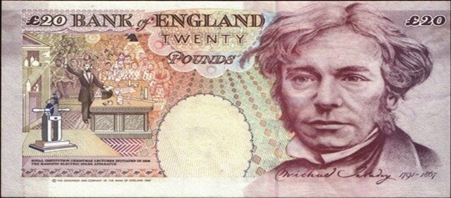 Nella foto rovescio della banconota da 20 sterline emessa nel 1991 dalla Banca d’Inghilterra